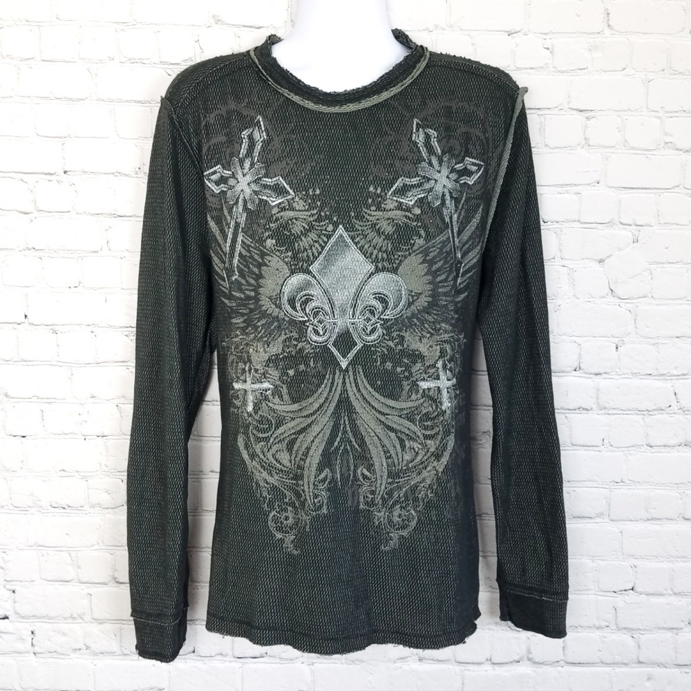 Carbon Black Distressed Thermal, Black/Gray, XXL